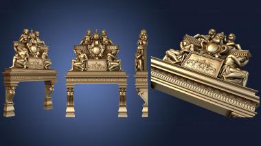 3D model Fireplace with top in the form of Atlantes and angels (STL)